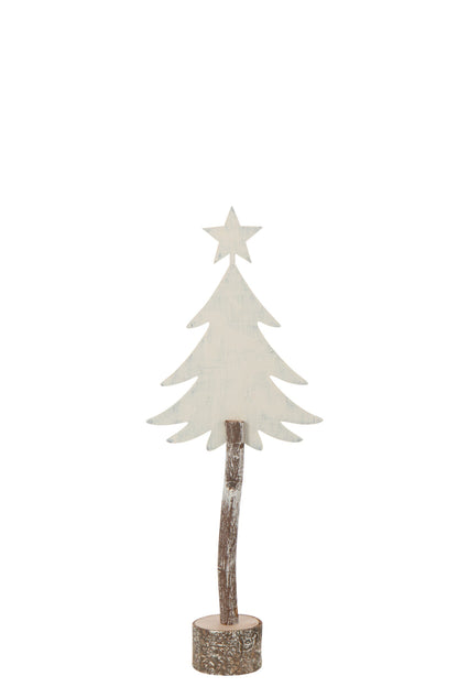Christmas Tree + Star Iron/Paulownia Wood Off-White Small
