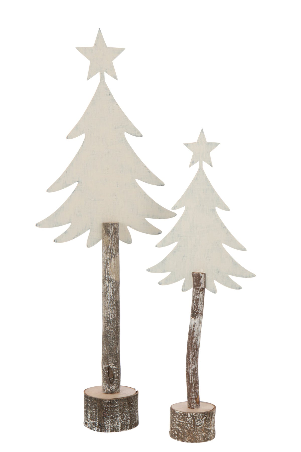 Christmas Tree +Star Iron/Paulownia Wood Off-White Large