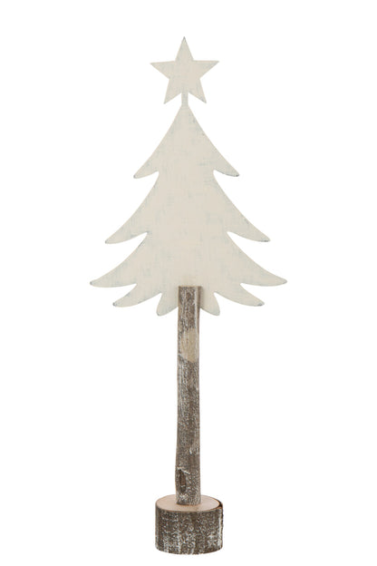 Christmas Tree +Star Iron/Paulownia Wood Off-White Large