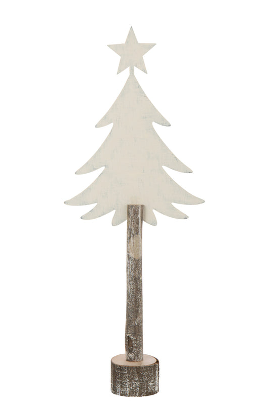 Christmas Tree +Star Iron/Paulownia Wood Off-White Large