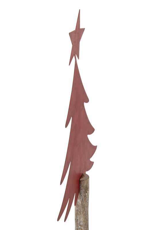 Christmas Tree +Star Iron/Paulownia Wood Christmas Red Small