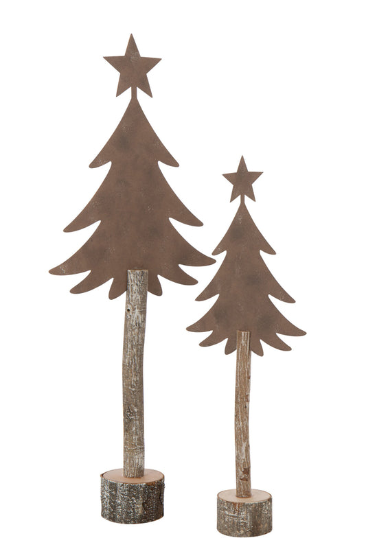 Christmas Tree +Star Iron/Paulownia Wood Brown Large
