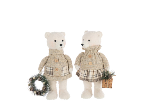Bear Boy/Girl Polyester Ecru/Beige Assortment Of 2