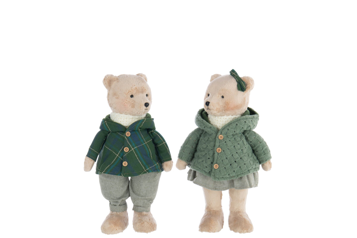Bear Boy/Girl Polyester Beige/Dark Green Assortment Of 2