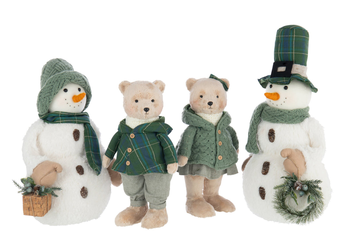 Snowman Boy/Girl Polyester White/Dark Green Assortment Of 2