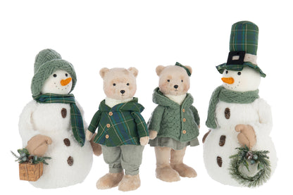 Snowman Boy/Girl Polyester White/Dark Green Assortment Of 2