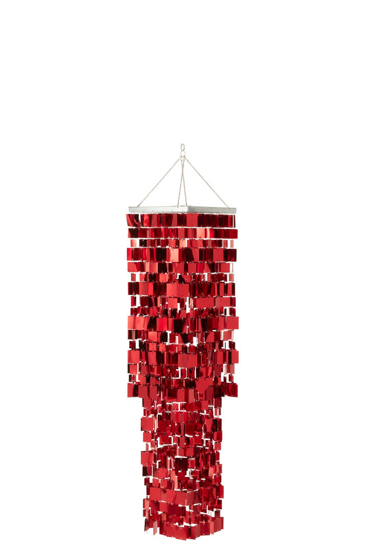 Lampenkap kroonluchter vierkant PVC rood medium
