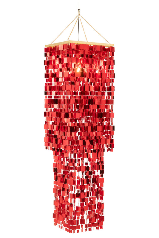 Lampenkap kroonluchter vierkant PVC rood groot
