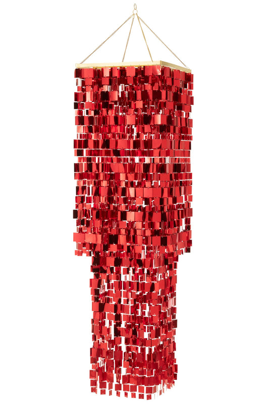 Lampenkap kroonluchter vierkant PVC rood groot