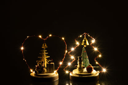 Bear + Snowman LED Heart + Tree Plywood Christmas Red/White Assortment Of 2