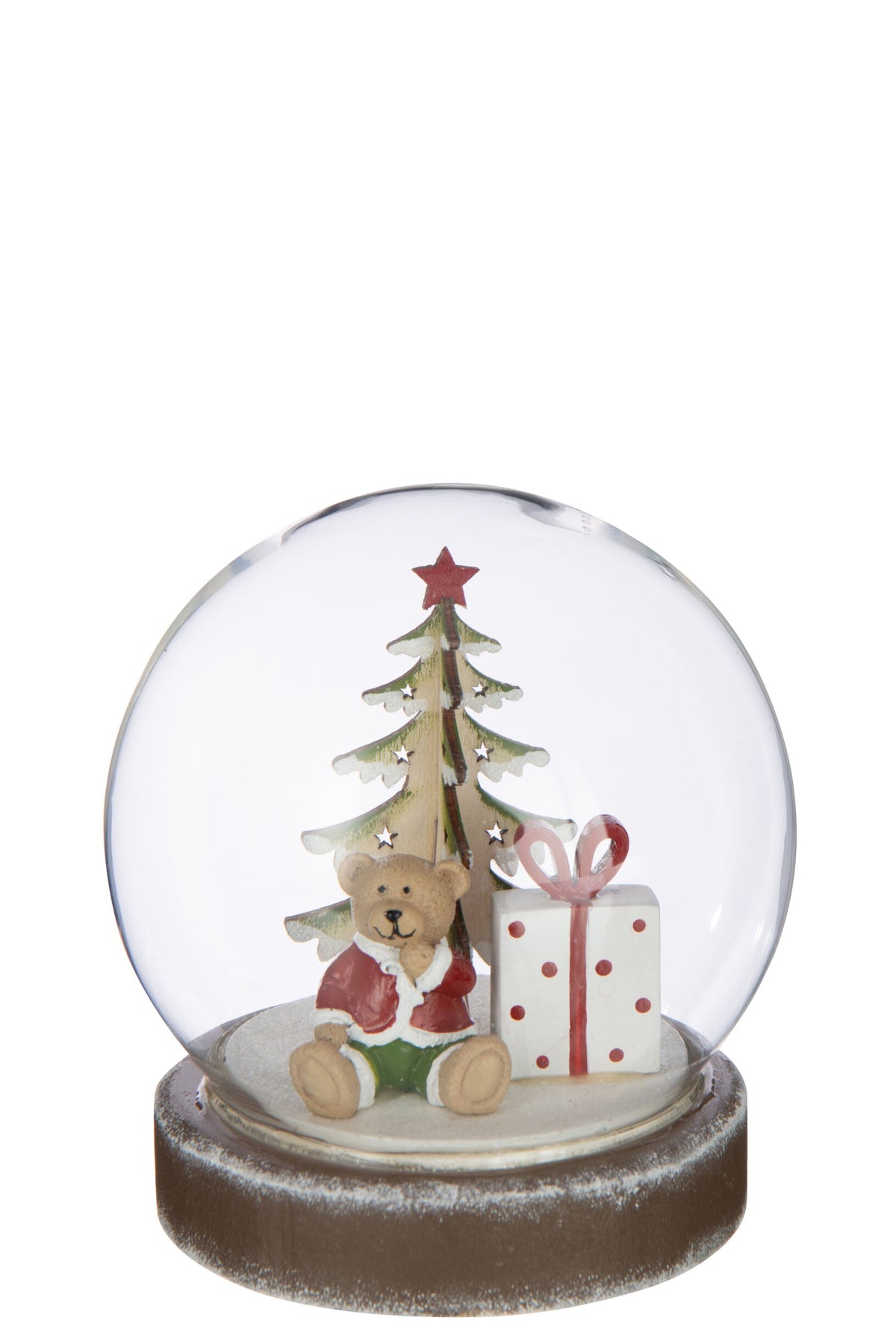Ball LED Bear Plywood White/Christmas Red