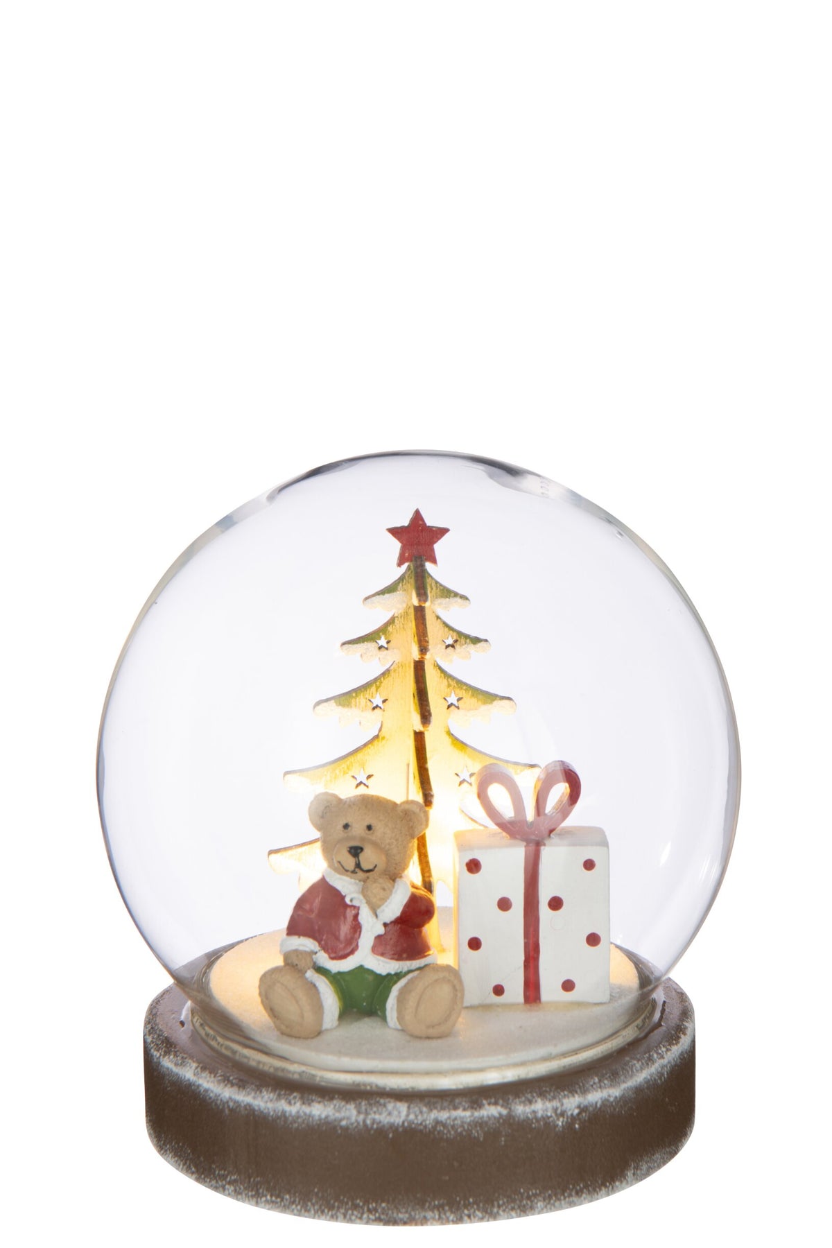 Ball LED Bear Plywood White/Christmas Red