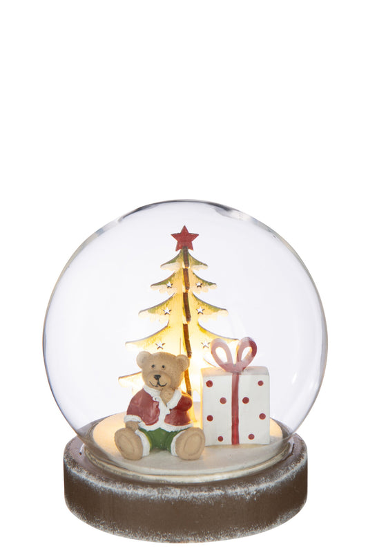 Ball LED Bear Plywood White/Christmas Red