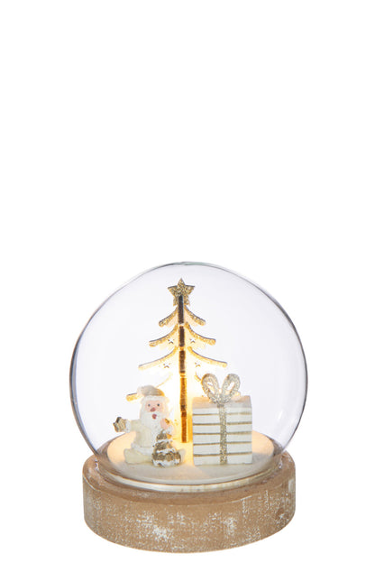Ball LED Santa Plywood White/Gold Colored