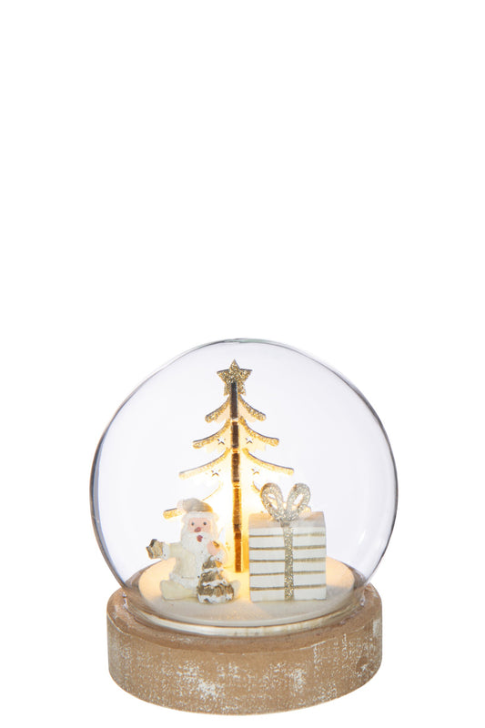 Ball LED Santa Plywood White/Gold Colored