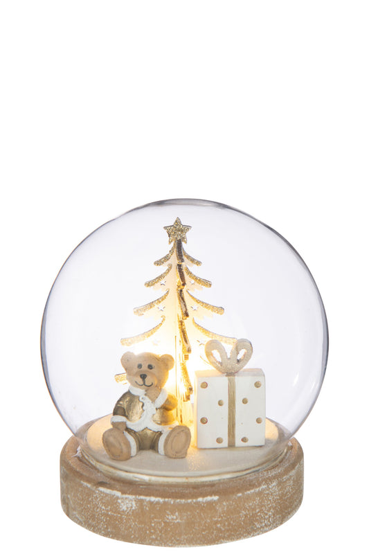 Ball LED Bear Plywood White/Gold Colored