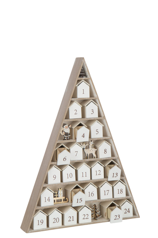 Tree + House Advent Calendar Plywood White/Natural