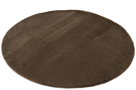 Rug Cutie Round Polyester Dark Brown
