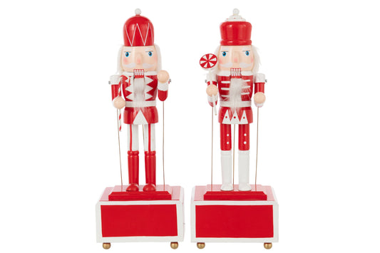 Nutcracker Music Pinewood Red/White Assortment Of 2