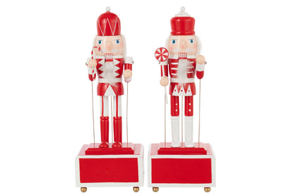 Nutcracker Music Pinewood Red/White Assortment Of 2