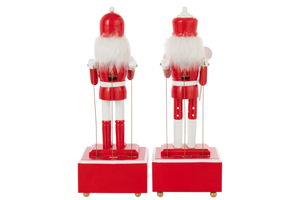 Nutcracker Music Pinewood Red/White Assortment Of 2