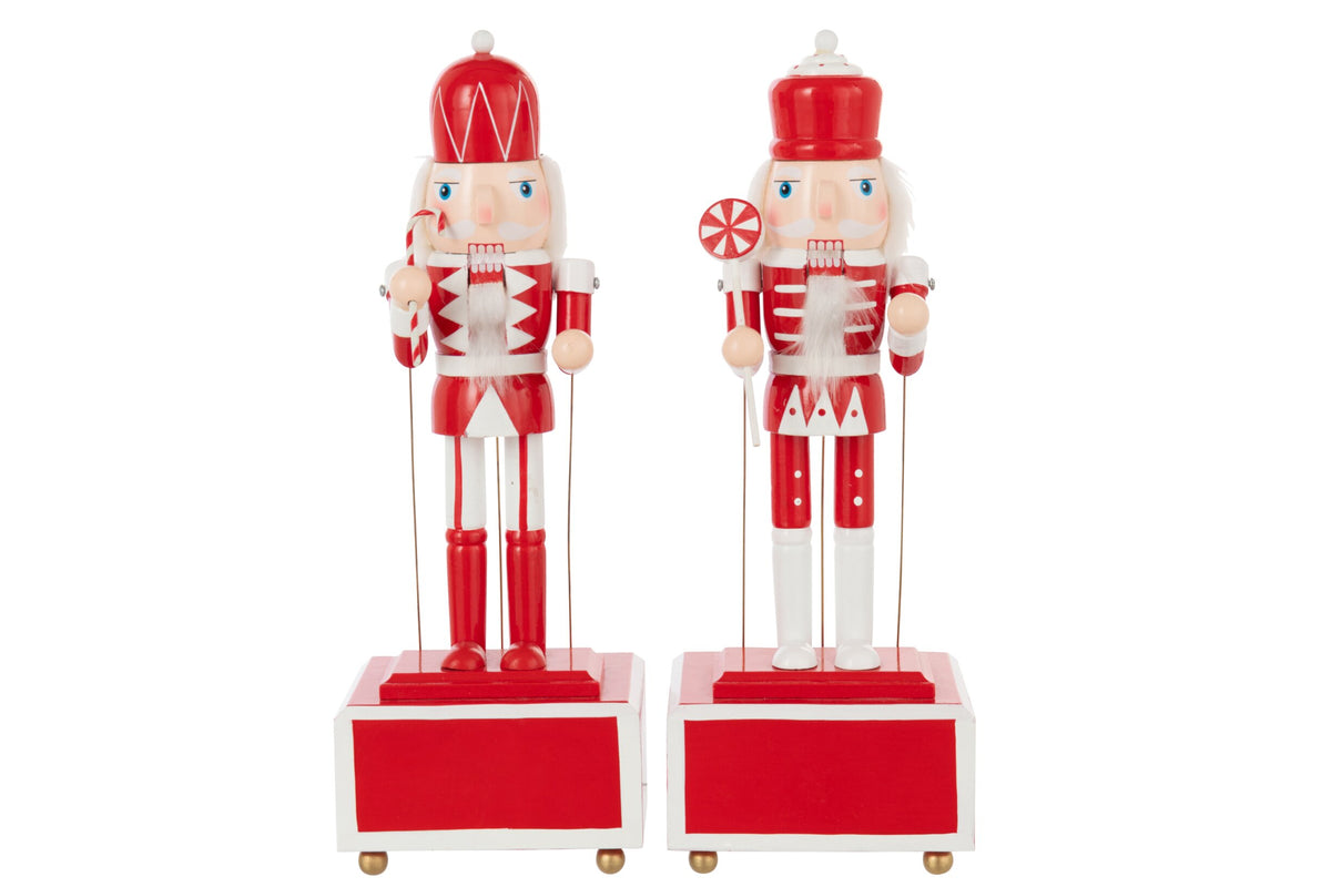 Nutcracker Music Pinewood Red/White Assortment Of 2