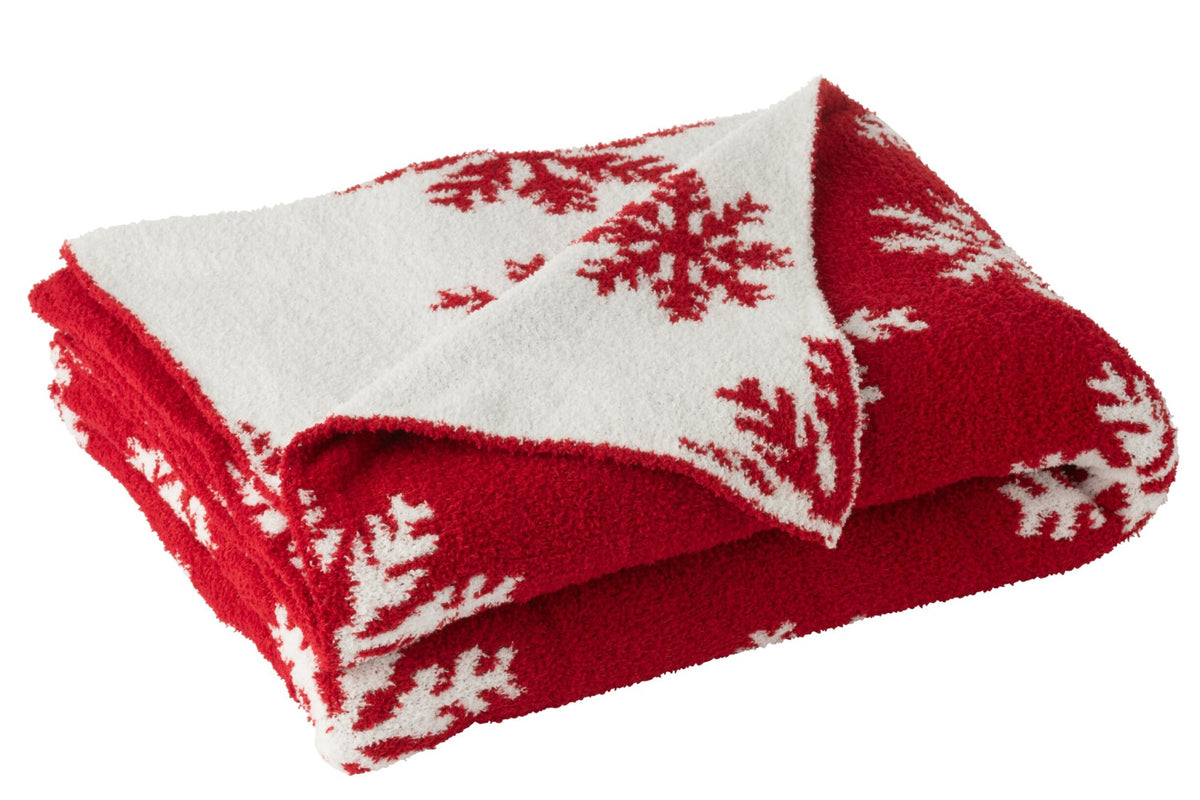 Blanket Snowflakes Polyester Red/White