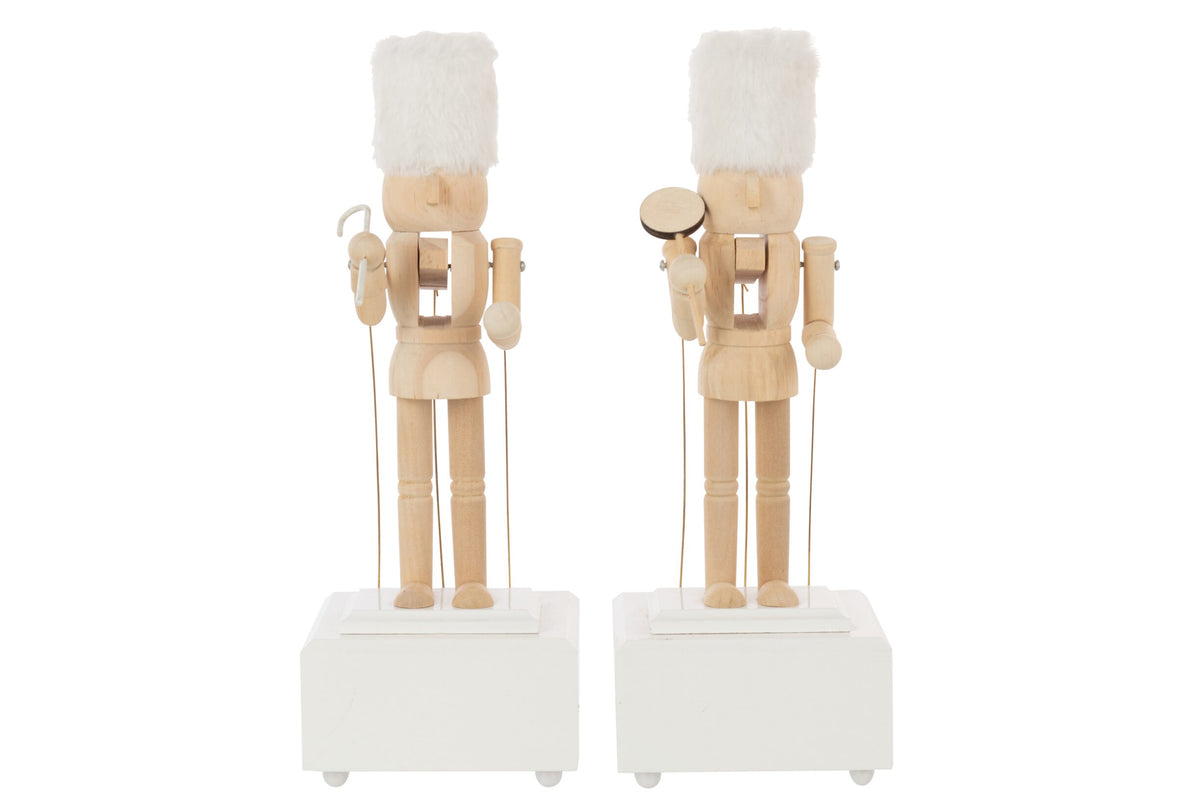 Nutcracker Music Pinewood Natural/White Assortment Of 2