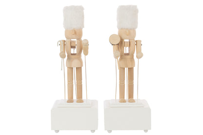 Nutcracker Music Pinewood Natural/White Assortment Of 2