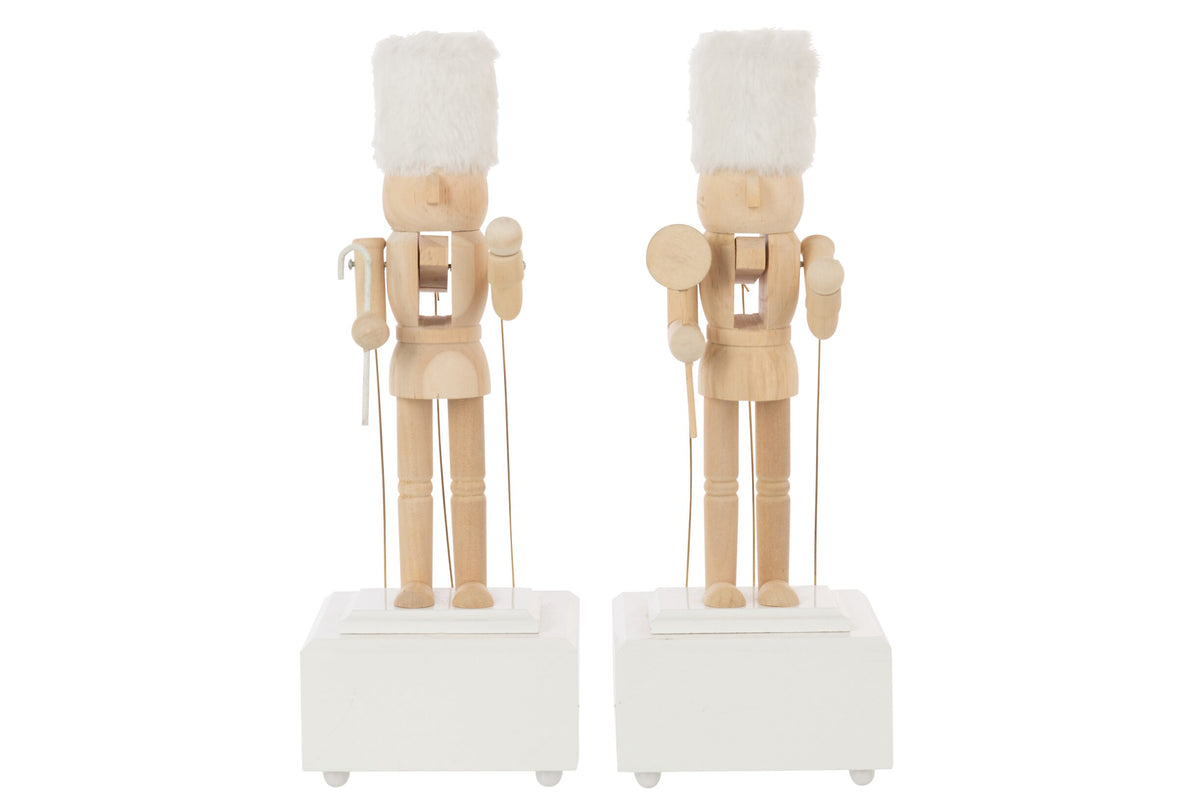 Nutcracker Music Pinewood Natural/White Assortment Of 2