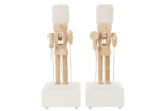 Nutcracker Music Pinewood Natural/White Assortment Of 2