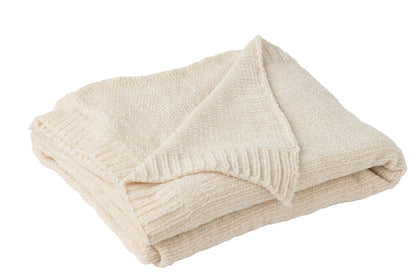 Blanket Chenille Polyester Ecru