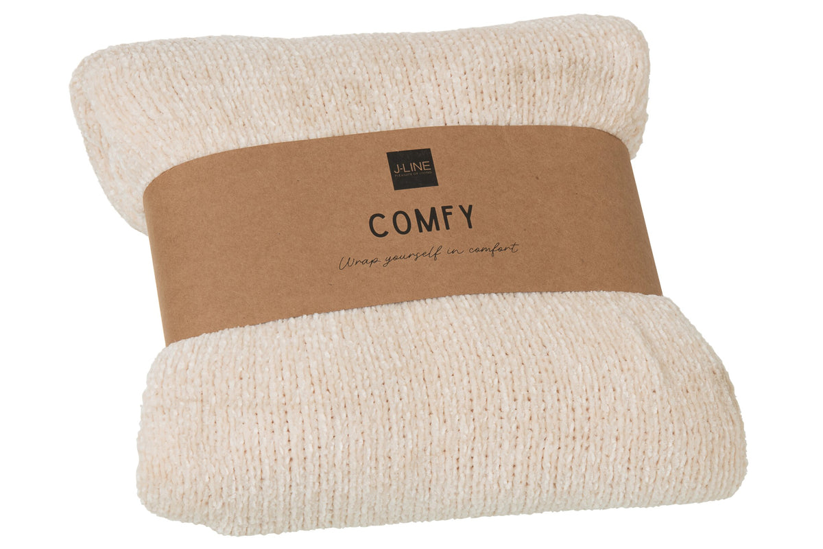 Blanket Chenille Polyester Ecru