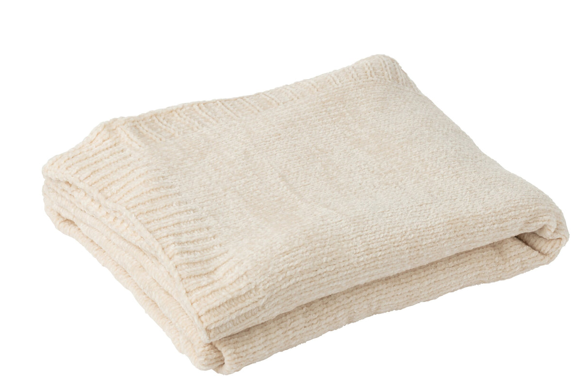 Blanket Chenille Polyester Ecru