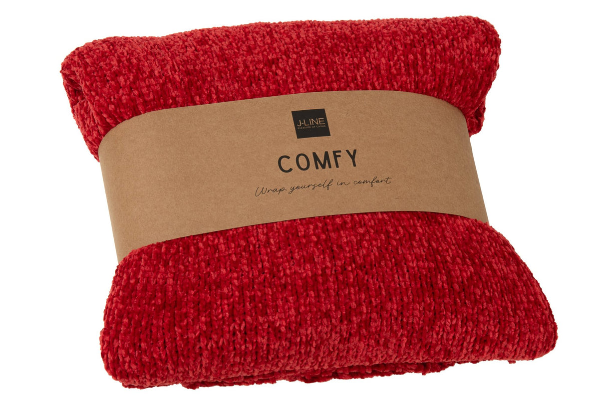 Blanket Chenille Polyester Christmas Red