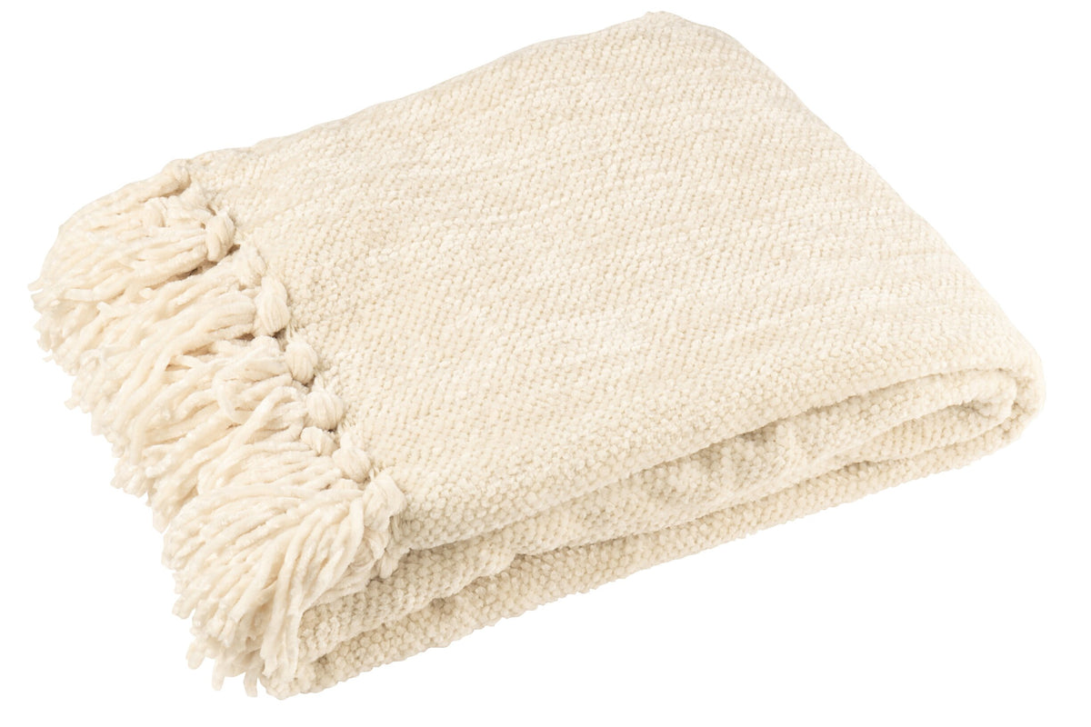 Blanket Chenille Polyester Ecru