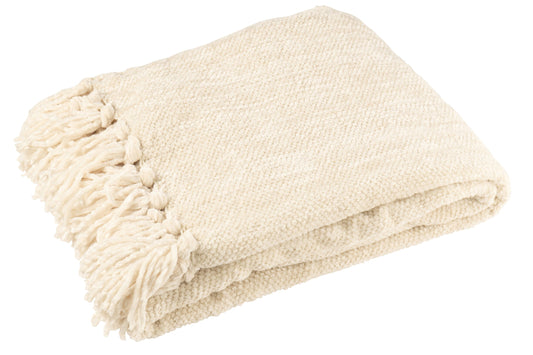 Blanket Chenille Polyester Ecru