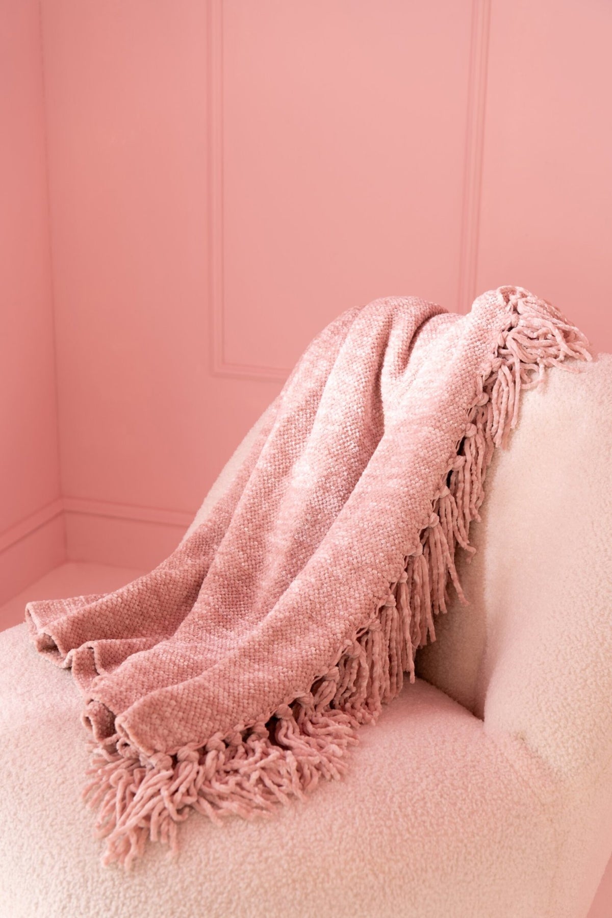 Blanket Chenille Polyester Light Pink