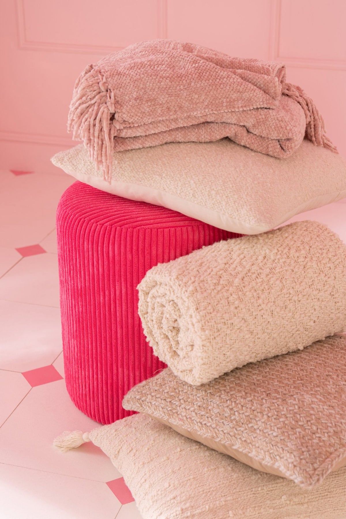Blanket Chenille Polyester Light Pink