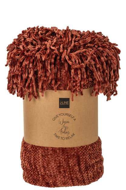 Blanket Chenille Polyester Rust Brown