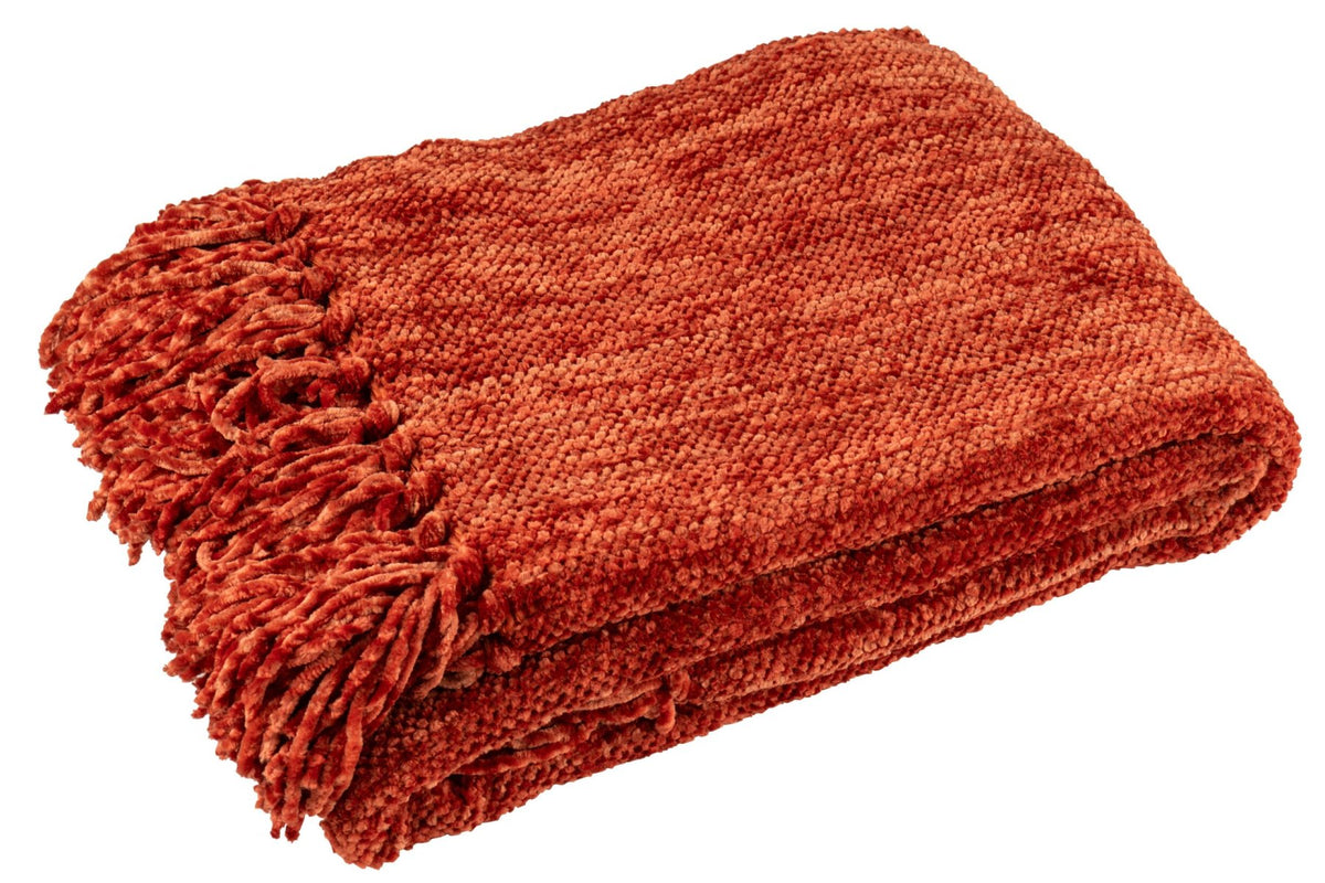 Blanket Chenille Polyester Rust Brown