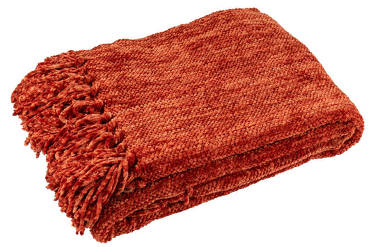 Blanket Chenille Polyester Rust Brown