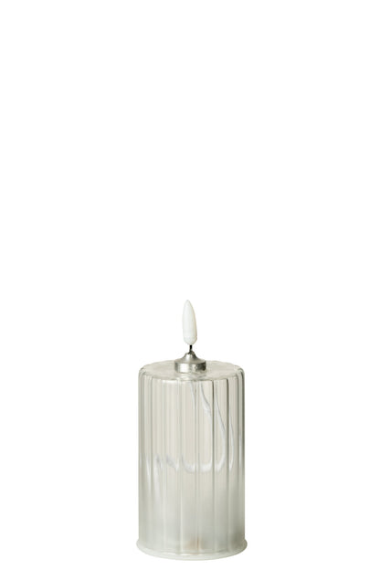 Led Kaars Strepen Glas Transparant Small