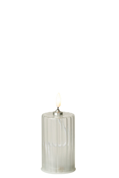 Led Kaars Strepen Glas Transparant Small