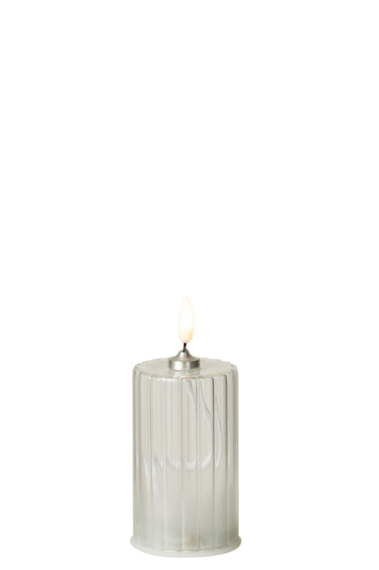 Led Kaars Strepen Glas Transparant Small