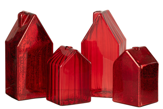 House Glass Christmas Red Large Assortment Of 2
