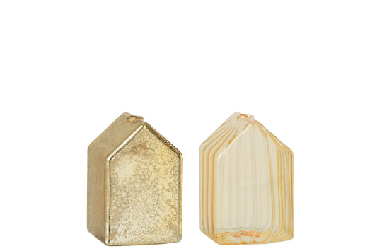 House Glass Gold Colored Small Assortment Of 2
