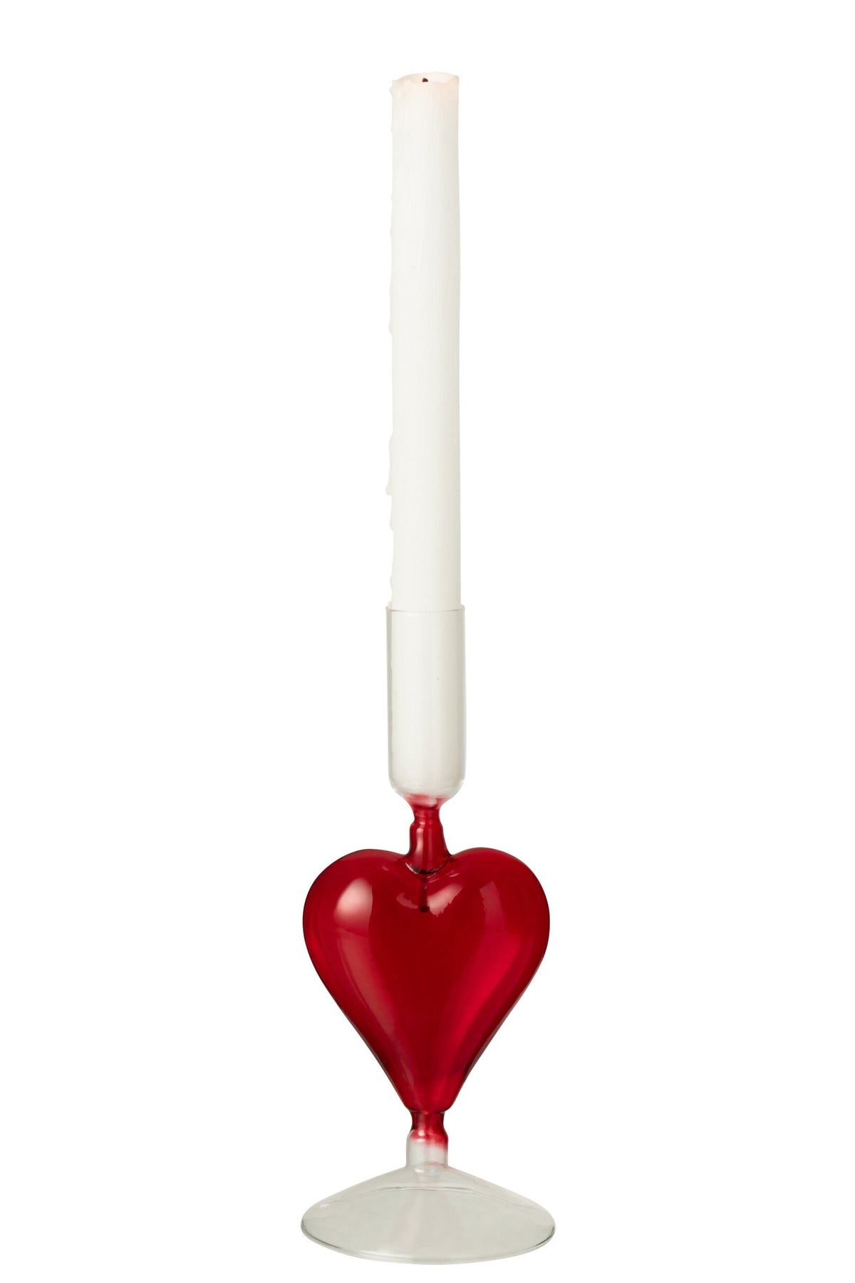 Kaarshouder Hart Glas Transparant/Rood
