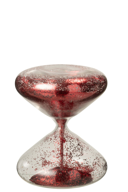 Hourglass Glitters Glass Red