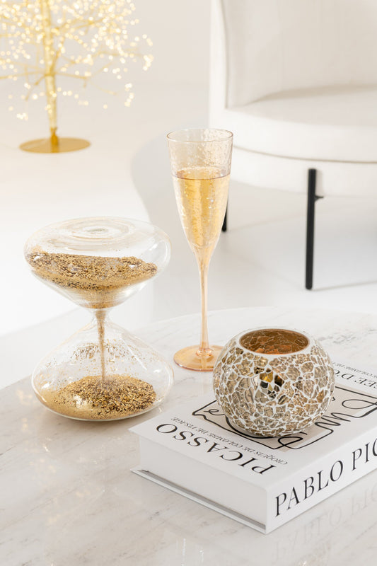 Hourglass Glitters Glass Gold Colored